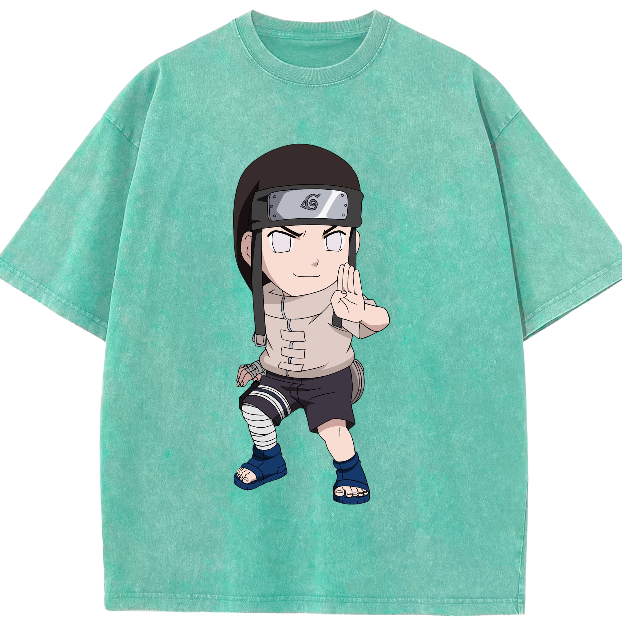 （画像用） NARUTO -ナルト- 日向ネジ Hyūga Neji 綿100% ヴィンテージ風 半袖Tシャツ（フロントプリント）
